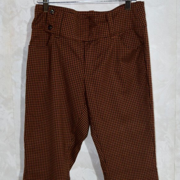 Urban Outfitters Brown Gingham High-Waisted Flare Pants | Size 4 - Picture 1 of 5